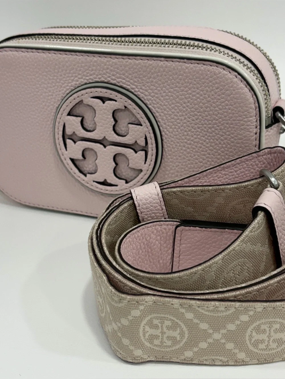 Tory Burch Mini Miller Leather Crossbody Bag Pale Pink